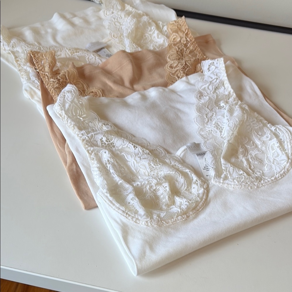 Hanro Lace Detail camisoles price is for 3 size S 2 of them not used,brand new